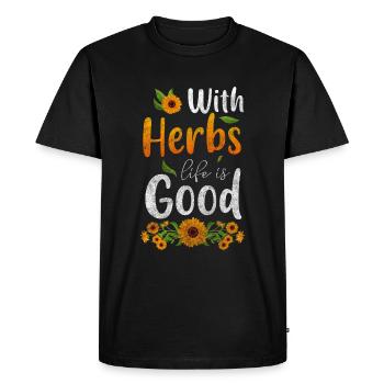 Herbes médicinales Guérisseur Herbes naturelles - T-shirt Premium bio Homme - noir - Devant - Nico (187cm)