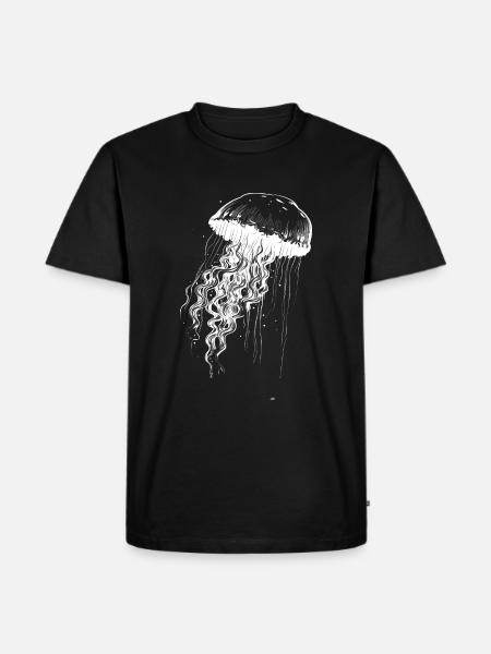 Jellyfish white on black - Jellyfish motif - Men's Premium Organic T-Shirt - black