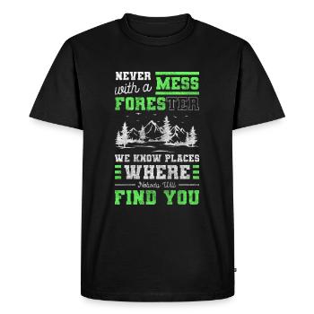 Travailleurs forestiers Forêts Arbre - T-shirt Premium bio Homme - noir - Devant - Nico (187cm)