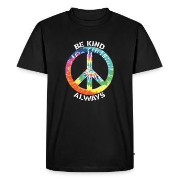 Soyez toujours amical batik coloré symbole de la paix - T-shirt Premium bio Homme - noir - Devant - Nico (187cm)