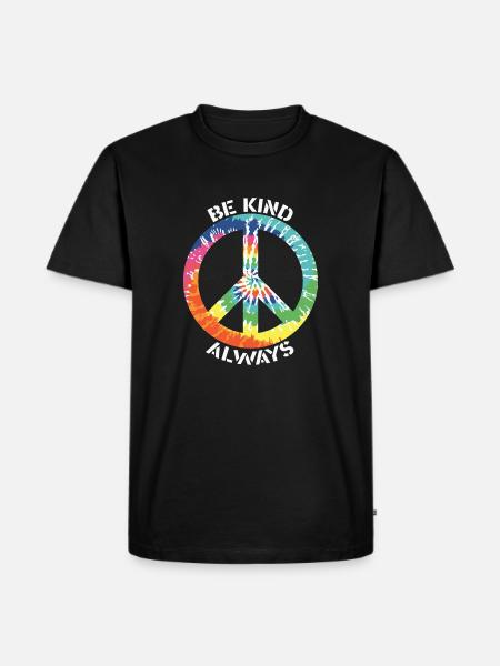Vær altid venlig Farverig batik fred symbol - Herre Premium økologisk T-shirt - sort