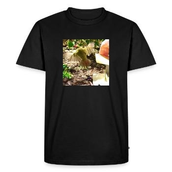 Relâchement d’oiseau dans la volière - pinson étoilé - T-shirt Premium bio Homme - noir - Devant - Nico (187cm)