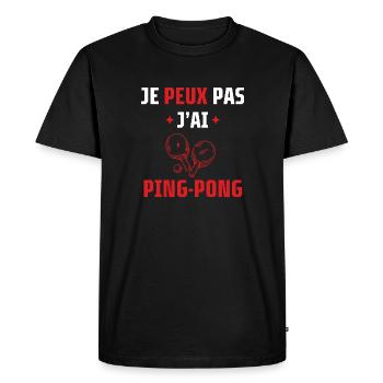 je peux pas j'ai ping pong - T-shirt Premium bio Homme - noir - Devant - Nico (187cm)