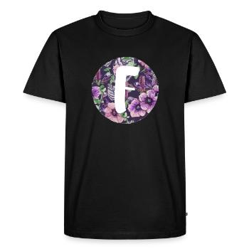 Lettre F - T-shirt Premium bio Homme - noir - Devant - Nico (187cm)