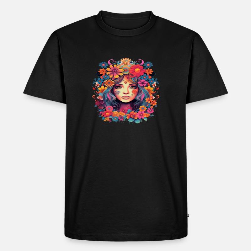 Flower Power Mädchen 2 - Männer Premium Bio T-Shirt - Schwarz