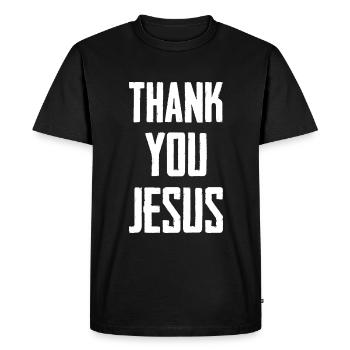 Merci Jésus - T-shirt Premium bio Homme - noir - Devant - Nico (187cm)