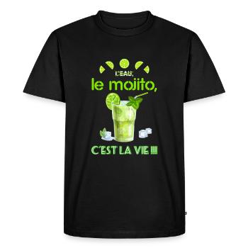 Le mojito, c est la vie ! Sans alcool ingrédients - T-shirt Premium bio Homme - noir - Devant - Nico (187cm)