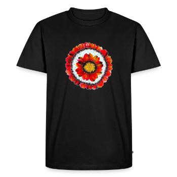 Peinture Petrykivka. Peinture originale. Fleur UA ART - T-shirt Premium bio Homme - noir - Devant - Nico (187cm)