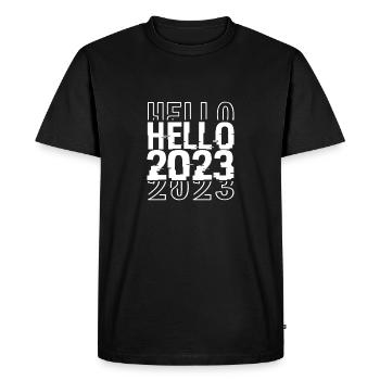 Hello 2023 - T-shirt Premium bio Homme - noir - Devant - Nico (187cm)