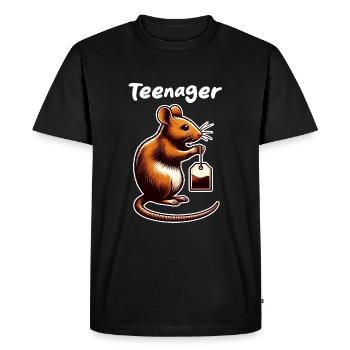TEENAGE TEA BAG RODENT MOUSE RAT ANIMAL - Men's Premium Organic T-Shirt - black - Front - Nico (187cm)