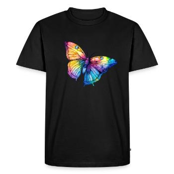 Couleurs arc-en-ciel papillon. - T-shirt Premium bio Homme - noir - Devant - Nico (187cm)
