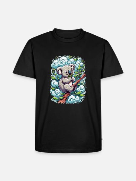 "Eucalyptus Snacker": Koalabär beim Knabbern - Männer Premium Bio T-Shirt - Schwarz
