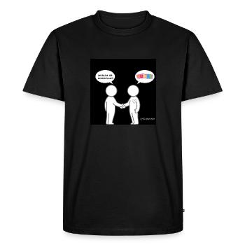MUSLIM OR CHRISTIAN .... HUMAN !! - T-shirt Premium bio Homme - noir - Devant - Nico (187cm)
