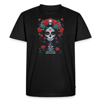 La Muerte - belle fille crâne gothique - T-shirt Premium bio Homme - noir - Devant - Nico (187cm)