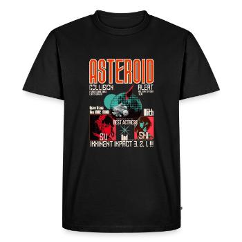 : "Asteroid Alert Manga Design T-Shirt" - Men's Premium Organic T-Shirt - black - Front - Nico (187cm)
