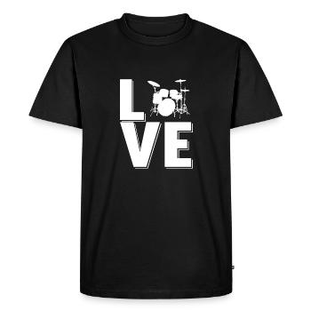 LOVE DRUMS - Men's Premium Organic T-Shirt - black - Front - Nico (187cm)