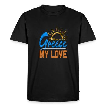 Greece my Love, Grèce mon amour - T-shirt Premium bio Homme - noir - Devant - Nico (187cm)