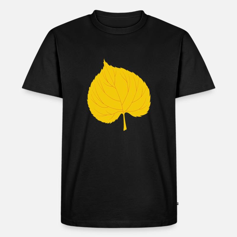 Linde Blatt - Männer Premium Bio T-Shirt - Schwarz
