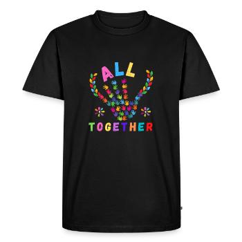 Love Rainbow Rain ALL TOGETHER - Men's Premium Organic T-Shirt - black - Front - Nico (187cm)