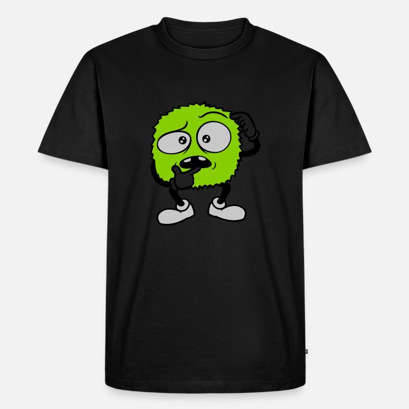 Comic skeptisches Gesicht Monster - Männer Premium Bio T-Shirt - Schwarz