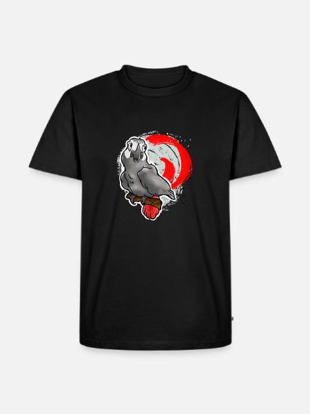 Graupapagei Toon - Männer Premium Bio T-Shirt - Schwarz