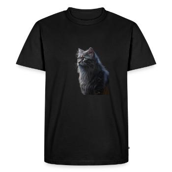 Chats guerriers - Rayures grises - T-shirt Premium bio Homme - noir - Devant - Nico (187cm)