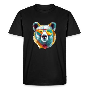 Icko the cool bear - Men's Premium Organic T-Shirt - black - Front - Nico (187cm)