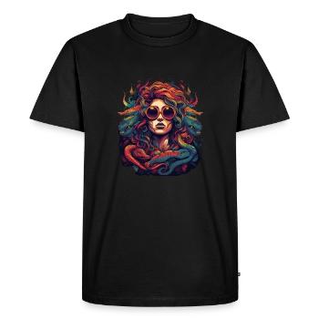Cool Medusa tête serpents cheveux grandes couleurs - T-shirt Premium bio Homme - noir - Devant - Nico (187cm)