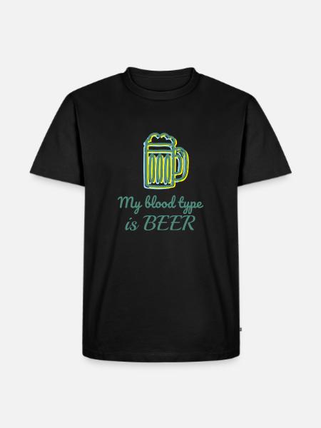 Meine Blutgruppe ist Bier - Männer Premium Bio T-Shirt - Schwarz