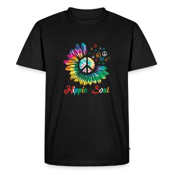 Hippie Soul Sunflower Peace - Men's Premium Organic T-Shirt - black - Front - Nico (187cm)