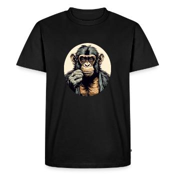 Haki the chimpanzee - Men's Premium Organic T-Shirt - black - Front - Nico (187cm)