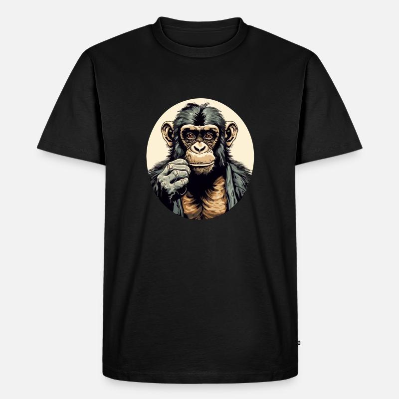 Haki der Schimpanse - Männer Premium Bio T-Shirt - Schwarz