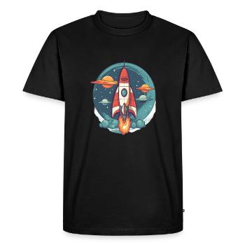 Whimsy Rocket: Aventure galactique! - T-shirt Premium bio Homme - noir - Devant - Nico (187cm)