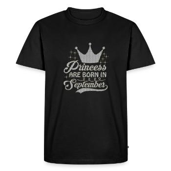 birthday happy september born in funny party queen - Men's Premium Organic T-Shirt - black - Front - Nico (187cm)