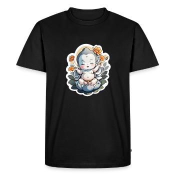 bébé Bouddha - meditation yoga relaxation - T-shirt Premium bio Homme - noir - Devant - Nico (187cm)