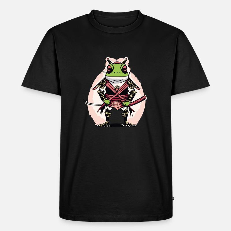 Frosch Samurai - Männer Premium Bio T-Shirt - Schwarz