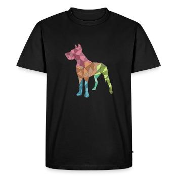 DOGUE ALLEMAND, géométrique, coloré - T-shirt Premium bio Homme - noir - Devant - Nico (187cm)