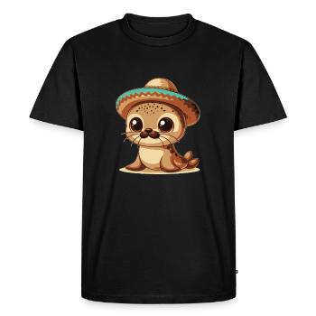 Bébé phoque - T-shirt Premium bio Homme - noir - Devant - Nico (187cm)