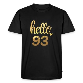 Hello 93 doré - T-shirt Premium bio Homme - noir - Devant - Nico (187cm)