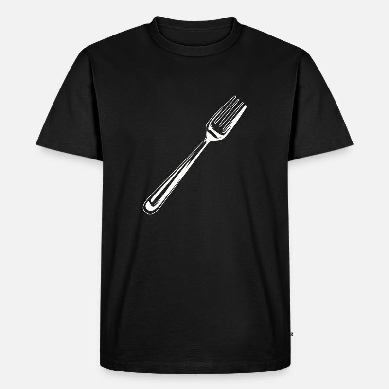 gabel besteck symbol - Männer Premium Bio T-Shirt - Schwarz