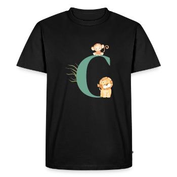 Letter c green jungle animals - Men's Premium Organic T-Shirt - black - Front - Nico (187cm)