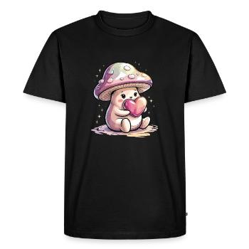Mush-Love : Champignon avec un cœur pour vous ! - T-shirt Premium bio Homme - noir - Devant - Nico (187cm)