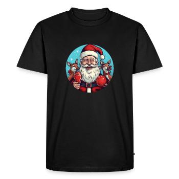 Père Noël au chevreuil et vin chaud - T-shirt Premium bio Homme - noir - Devant - Nico (187cm)