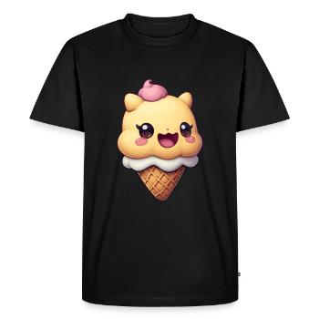 Smiling Ice Cream Creation - Men's Premium Organic T-Shirt - black - Front - Nico (187cm)
