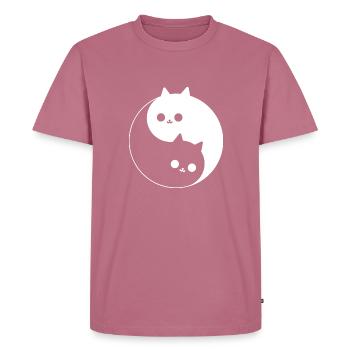 Cute Yin and Yang with Cats - Men's Premium Organic T-Shirt - mauve - Front - Nico (187cm)