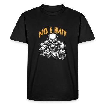 No Limit Hard Workout Skull with Dumbbell - Men's Premium Organic T-Shirt - black - Front - Nico (187cm)