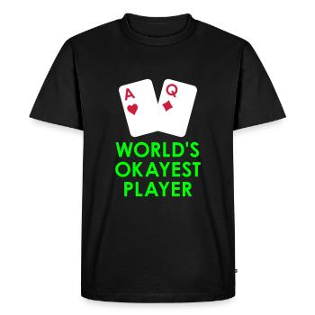 World's okayest player (two playing cards) - Men's Premium Organic T-Shirt - black - Front - Nico (187cm)