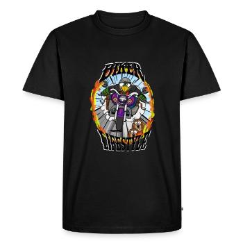 "Biker Lifestyle" - Men's Premium Organic T-Shirt - black - Front - Nico (187cm)