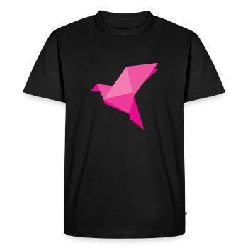Oiseau Origami, rose - T-shirt Premium bio Homme - noir - Devant - Nico (187cm)