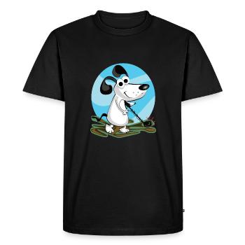 Chien de bande dessinée sonde avec le détecteur de métaux - T-shirt Premium bio Homme - noir - Devant - Nico (187cm)